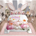 thumbnail image 1 of Manfei Pink Fall Pumpkin Full Size Comforter Sets, Harvest Flower Botanical Bedding Comforter Set, Teens Girls Kids Bedding Sets, Microfiber Bedroom Decor, 3 Pieces, 1 of 8