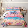 thumbnail image 1 of Manfei Pink Flamingos Twin Quilt Set,Lovely Flower Twin Coverlet Set,2 Pieces, 1 of 7