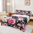 thumbnail image 1 of Manfei Pink Floral Rose 4pcs Bed Sheets for Teens Girls Women,Chic Flowers King Sheets,Spring Graden Super Cozy Sheet Set,Super Cozy Room Decor, 1 of 7