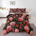 thumbnail image 1 of Manfei Pink Flower Print Queen Comforter Set for Girls, French Style Floral Bedding Comforter Set, Retro Western Theme Reversible Bedding Set, Ultra Soft Home Decor, 3pcs, 1 of 8