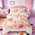 thumbnail image 1 of Manfei Pink Flowers Blossom King Size Comforter Sets,Cute Fall Pumpkin Comforters King Size,Pink Reversible,3-Piece,1 Comforter and 2 Pillowcases, 1 of 7