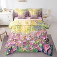 thumbnail image 1 of Manfei Pink Flowers Girl Bedding Comforter Set 7pcs,Spring Garden Queen Bedding Sets Super Cozy,Abstract Oil Painting Queen Sheet Sets,Ultra Soft Home Decor,Reversible, 1 of 8