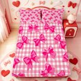 thumbnail image 1 of Manfei Pink Geometric Grid Fitted Sheet Full,Cartoon Bow Tie Bed Set,3 Pieces,1 Fitted Sheet and 2 Pillowcases, 1 of 6