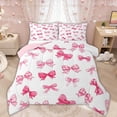 thumbnail image 1 of Manfei Pink Gingham Bow Queen Comforter Set for Girls, Cute Ribbon Bows Bedding Comforter Set, Pink Reversible, 3pcs, 1 of 6