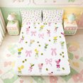 thumbnail image 1 of Manfei Pink Glitter Print Bowknot Fitted Sheet Full,Colorful Cartoon Goblet Bed Set,3 Pieces,1 Fitted Sheet and 2 Pillowcases, 1 of 6