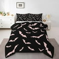 thumbnail image 1 of Manfei Pink Gothic Bat Queen Comforter Set for Teens, Cartoon Spooky Halloween Bedding Sets, Horror Animal Reversible Bedding Comforter Set, Luxury Bedroom Decor, 3 Pieces, 1 of 8