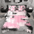 thumbnail image 1 of Manfei Pink Gray Black Ombre Twin Bedding Sets 7pcs, Abstract Oil Painting Bedding Comforter Set, Watercolor Gradient Sheet Sets, Luxury Bedroom Decor, 1 of 8