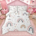 thumbnail image 1 of Manfei Pink Gray Rainbow Bedding Comforter Set,Kawaii Loves Pattern Twin Comforter Sets,Fairy Tale Theme Bedding Set For Girls,Super Cozy Room Decor Reversible,2pcs, 1 of 9