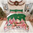 thumbnail image 1 of Manfei Pink Green Christmas Bedding Comforter Set for Child, Funny Santa Claus Twin Comforter Sets, Winter Snowman Penguin Reversible Bedding Set, Breathable Home Decor, 2pcs, 1 of 8