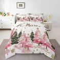 thumbnail image 1 of Manfei Pink Green Xmas Tree Bedding Comforter Set, Merry Christmas Twin Comforter Sets, Princess Fairy Tale Reversible Bedding Set, Super Cozy Room Decor, 2-Piece, 1 of 8