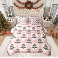 thumbnail image 1 of Manfei Pink Green Xmas Tree Twin Bedding Sets 7-Piece, Cartoon Christmas Buffalo Bedding Comforter Set, Teen Kid Child Reversible Sheet Sets, Luxury Bedroom Decor, 1 of 7