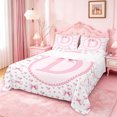 thumbnail image 1 of Manfei Pink Heart Bow Queen Sheet Sets For Girls,Letter D Personalized Initial Bed Set For Kids,4-Piece, 1 of 6