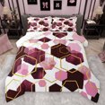 thumbnail image 1 of Manfei Pink Hexagon Honeycomb Bedding Comforter Set,Vintage Geometric Print Twin Comforter Sets,Modern Abstract Bedding Set For Adults,Luxury Bedroom Decor Reversible,2 Pieces, 1 of 8
