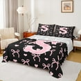 thumbnail image 1 of Feelyou Pink Initial Letter Queen Sheet Sets, Monogrammed S Flat Sheet, Princess Bowknot Queen Fitted Sheet, Microfiber Room Decoration, 4pcs, 1 of 7