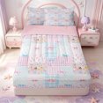 thumbnail image 1 of Manfei Pink Kawaii Flowers Zipper Twin Comforter Sets with Fitted Sheet and 2 Pillowcases,Cute Coquette Bowtie Zipper Bedding Set,Pink Reversible,4pcs, 1 of 7
