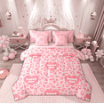 thumbnail image 1 of Manfei Pink Leopard Print Bedding Comforter Set 7pcs for Kids, Sweet Girl Queen Bedding Sets, Romantic Fashion Reversible Queen Sheet Sets, Lightweight Room Decor, 1 of 8