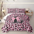 thumbnail image 1 of Manfei Pink Leopard Print Bow Letter L Twin Quilt Set for Girls, Cute Initial Bows Twin Coverlet Set, 1 of 7