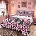 thumbnail image 1 of Manfei Pink Leopard Print Bow Letter M Bed Sheets for Girls, Cute Initial Bows King Sheets, 4 Pieces, 1 of 5