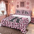 thumbnail image 1 of Manfei Pink Leopard Print Bow Letter R Queen Sheet Sets for Girls, Bowknot Initial Bed Set, 4-Piece, 1 of 5