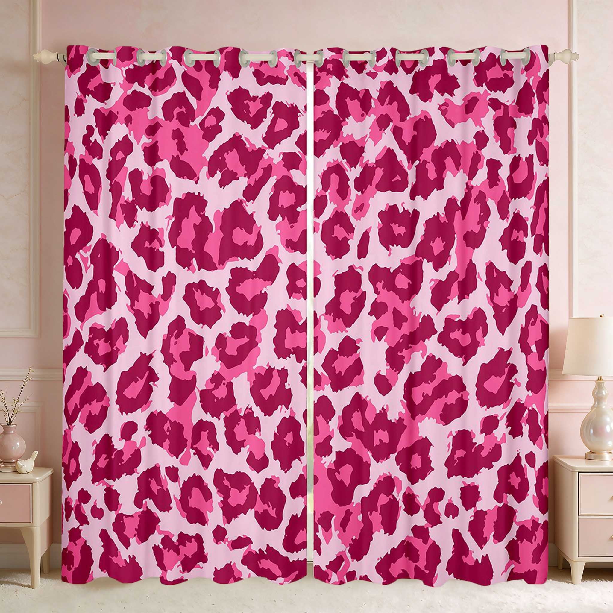 Packing List Printable Manfei Pink Leopard Print Kitchen Curtains, Rose Rosette Pattern Black ...