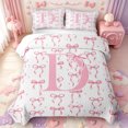 thumbnail image 1 of Manfei Pink Letter Print D Quilt King,Cute Coquette Bow King Coverlet Set,3 Pieces,1 Bedspread and 2 Pillowcases, 1 of 7