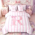 thumbnail image 1 of Manfei Pink Line Geometric Pattern 7-Piece Twin Bedding,Personalized Monogrammed R Bedding Comforter Set,Pink Reversible, 1 of 7