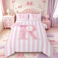 thumbnail image 1 of Manfei Pink Line Geometric Pattern Full Size Comforter Sets,Personalized Monogrammed R Bedding Comforter Set,Pink Reversible,3-Piece,1 Comforter and 2 Pillowcases, 1 of 7