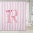 thumbnail image 1 of Manfei Pink Line Geometric Pattern Shower Curtain 72Wx72L,Personalized Monogrammed R Bathroom Curtain, 1 of 5