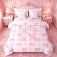 thumbnail image 1 of Manfei Pink Loves Print 7 Pieces Bedding Comforter Set For Kids,Letter N Personalized Initial Girls Full Bedding Set,Pink Reversible, 1 of 7