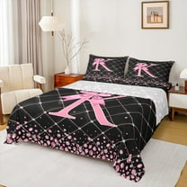 Manfei Pink Monogrammed K Twin Sheet Sets, Kawaii Princess Ribbon Bow Twin Fitted Sheet, Teens Girls Kids Flat Sheet, Ultra Soft Home Decor, 3 Pieces