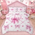 thumbnail image 1 of Homewish Pink Monogrammed P Full Size Comforter Sets for Teen, Cartoon Initial Letter Bedding Comforter Set, Kawaii Love Heart Reversible Bedding Sets, Breathable Home Decor, 3pcs, 1 of 8