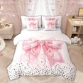 thumbnail image 1 of Manfei Pink Pearl Bow Bedding Comforter Set, Fashion Sparkle Print King Bedding Sets for Girls Women, Reversible, 7-Piece, 1 of 7