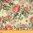 thumbnail image 1 of Manfei Pink Peony Sewing & Crafting Fabric (3 Yards) for Girls Women, Vintage Floral Flower Home Decor Fabric by the Yard, Green Leaves DIY Fabric, 1 of 6