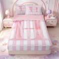 thumbnail image 1 of Manfei Pink Personalized Initial H Zipper Full Size Comforter Sets with Fitted Sheet and 2 Pillowcases,Abstract Geometric Stripes Zipper Bedding Set,Pink Reversible,4-Piece, 1 of 7