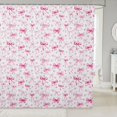 thumbnail image 1 of Manfei Pink Polkadot Bow Shower Curtain 72Wx84L,Kawaii Heart Print Bathroom Shower Curtain, 1 of 5