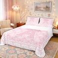 thumbnail image 1 of Manfei Pink Princess Bow Letter A Bed Sheets for Girls, Boho Damask Flower King Sheets, 4pcs, 1 of 5