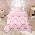 thumbnail image 1 of Manfei Pink Princess Bow Twin Comforter Sets for Girls, Cartoon Bowknot Style Bedding Set, Pink Reversible, 2pcs, 1 of 6
