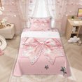 thumbnail image 1 of Manfei Pink Princess Bow Twin Sheet Sets, Cute Glitter Print Bedding for Girls Women, 3pcs, 1 of 5