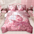 thumbnail image 1 of Manfei Pink Princess Twin Bedding Sets 7pcs for Kids Girls, Chic Floral Flower Bedding Comforter Set, Girly Cottage Sheet Sets, Luxury Bedroom Decor, 1 of 8