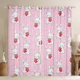 thumbnail image 1 of Feelyou Pink Rabbit Black Out Curtains, Cartoon Strawberry Bunnies Curtains Pack of 2 (42x63 Each), Kawaii Animal Bedroom Curtains, Curtains and Drapes Bedroom Decorative, 1 of 4