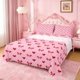 thumbnail image 1 of Manfei Pink Red Bow Loves Bed Sheets For Girls,Happy Valentine Print King Sheets For Adults,4-Piece, 1 of 6