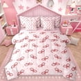 thumbnail image 1 of Manfei Pink Red Ribbon 7-Piece Twin Bedding Sets for Kid, Winter Christmas Snowman Bedding Comforter Set, Kawaii Cute Cartoon Reversible Sheet Sets, Microfiber Bedroom Decor, 1 of 8