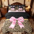 thumbnail image 1 of Manfei Pink Ribbon Bow 7-Piece Twin Bedding,Fashion Cheetah Pattern Bedding Comforter Set,Pink Reversible, 1 of 7