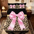 thumbnail image 1 of Manfei Pink Ribbon Bow Fitted Sheet Queen,Fashion Cheetah Pattern Bedding,3-Piece,1 Fitted Sheet and 2 Pillowcases, 1 of 6