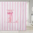thumbnail image 1 of Manfei Pink Ribbon Bow Tie Shower Curtain 72Wx72L,Alphabet L Pattern Bathroom Curtain, 1 of 5