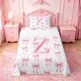 thumbnail image 1 of Manfei Pink Ribbon Bow Twin Sheet Sets For Girls,Cute Letter Z Initial Bedding For Kids,3pcs, 1 of 6
