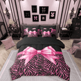 thumbnail image 1 of Manfei Pink Ribbon Bowknot 7pcs Twin Bedding Set - Zebra Glitter Print, 1 of 7