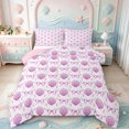 thumbnail image 1 of Manfei Pink Ribbon Bowknot Full Size Comforter Sets,Watercolor Ocean Shell Bedding Comforter Set,Pink Reversible,3-Piece,1 Comforter and 2 Pillowcases, 1 of 7
