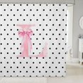 thumbnail image 1 of Manfei Pink Ribbon Bowknot Shower Curtain 72Wx78L,Initial Lettering L Bath Curtain, 1 of 5