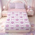 thumbnail image 1 of Manfei Pink Ribbon Bowknot Zipper Full Size Comforter Sets with Fitted Sheet and 2 Pillowcases,Watercolor Ocean Shell Zipper Bedding Set,Pink Reversible,4-Piece, 1 of 7